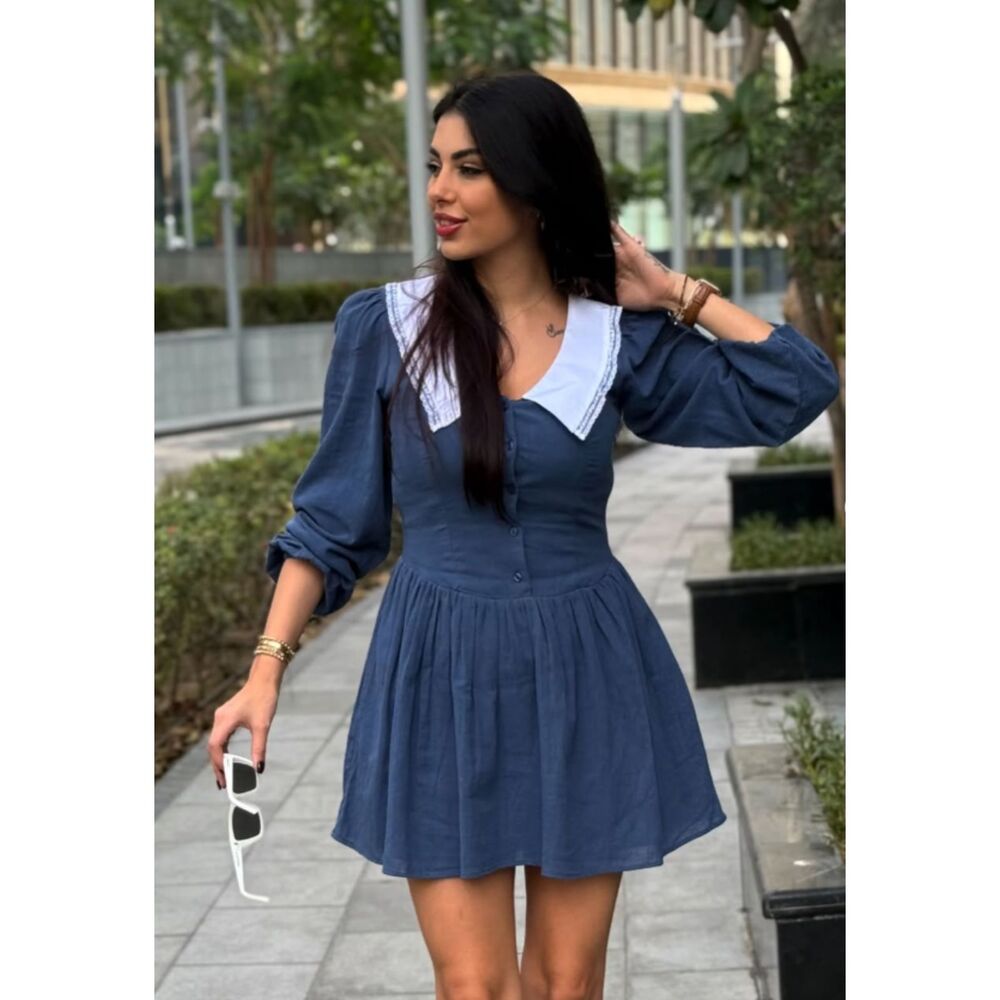 ZARA SHORT DRESS WITH BIB COLLAR